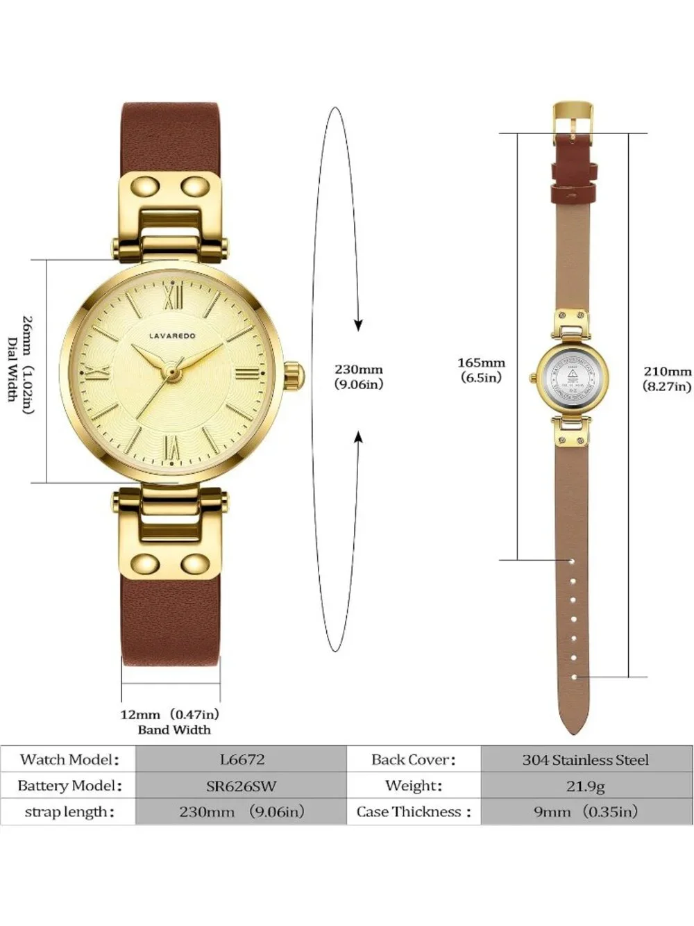 Women's Brown Gold Elegant Classic Small Gold Leather Stylish Ladies Wrist Watch